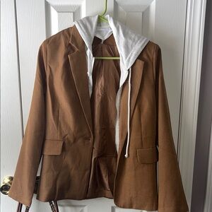 Six/Fifty Brown Blazer with Gray Hoodie Insert